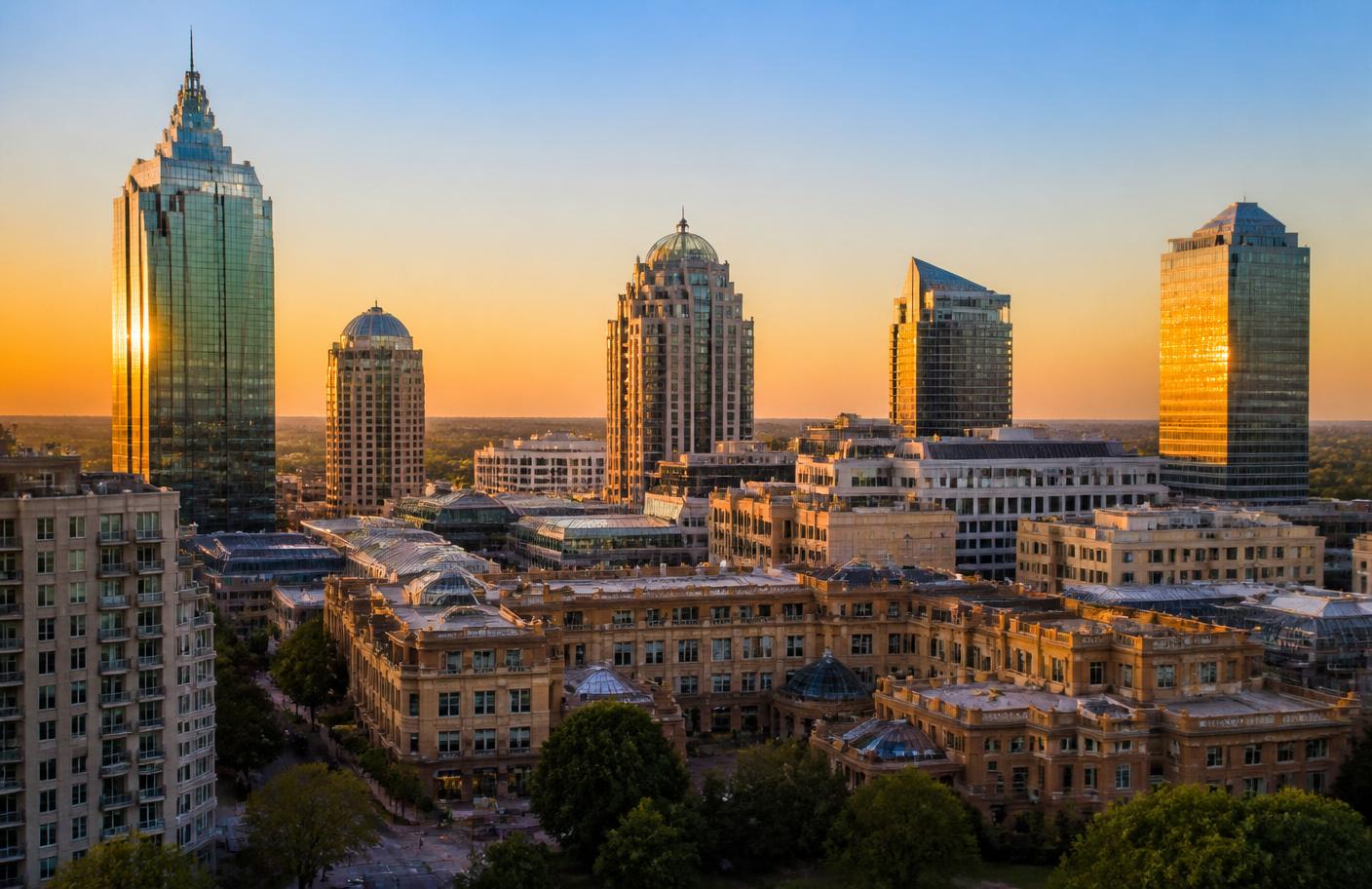 Skyline de Sandton, Joanesburgo, ao pôr-do-sol