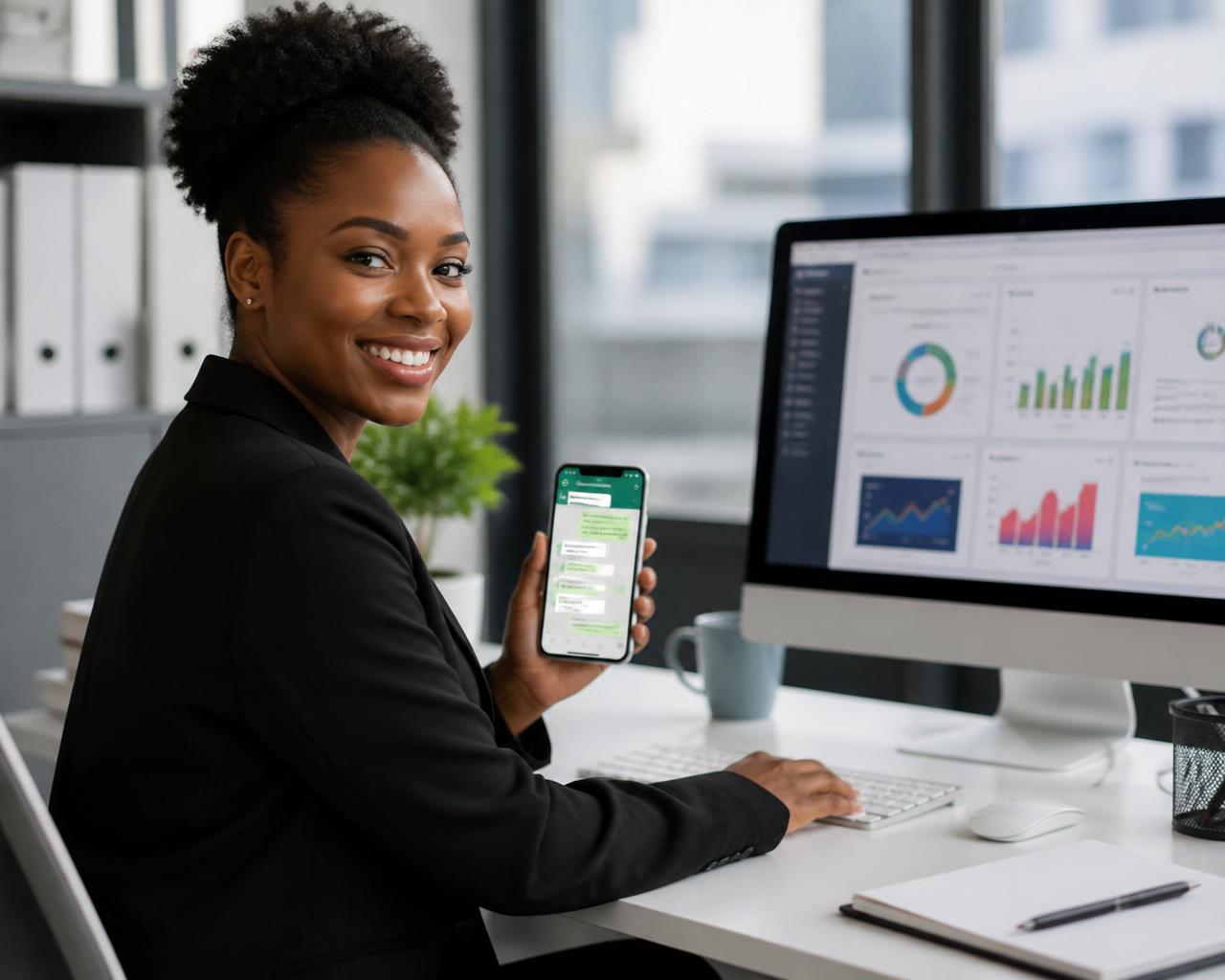 Profissional a usar comunicações unificadas com voz e WhatsApp